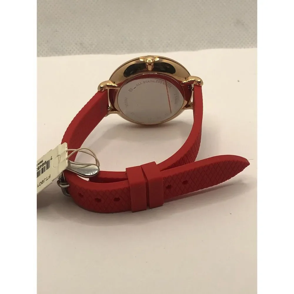 Fossil ES4452 Women's Red Silicone Analog Dial Quartz Genuine Wrist Watch OP632